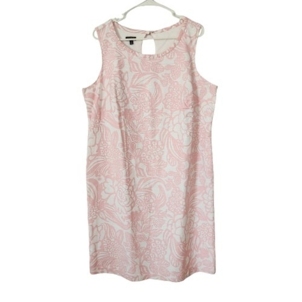 Talbots Women Pink White Floral Sheath 14W
